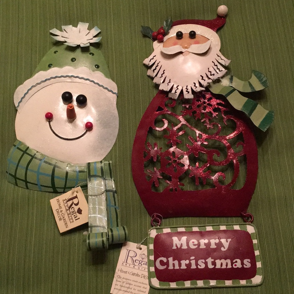 Metal Snowman & Metal Santa Claus - New